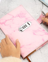 A5 Marble Surface Leather Skin Lock Notebook