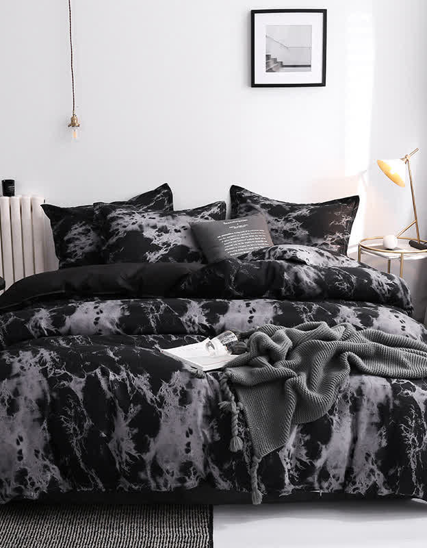 Modern Black White Marble Luxury Bedding Set (3PCS)