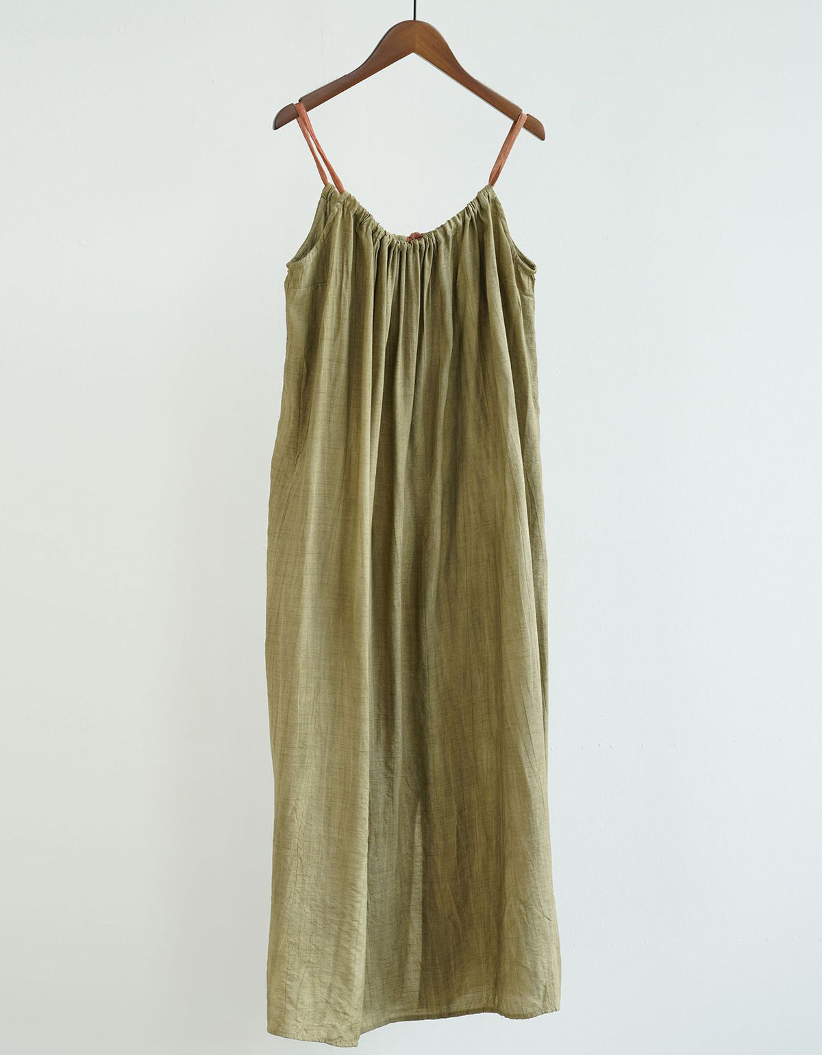 Natural Linen Wrinkled Summer Suspender Long Skirt