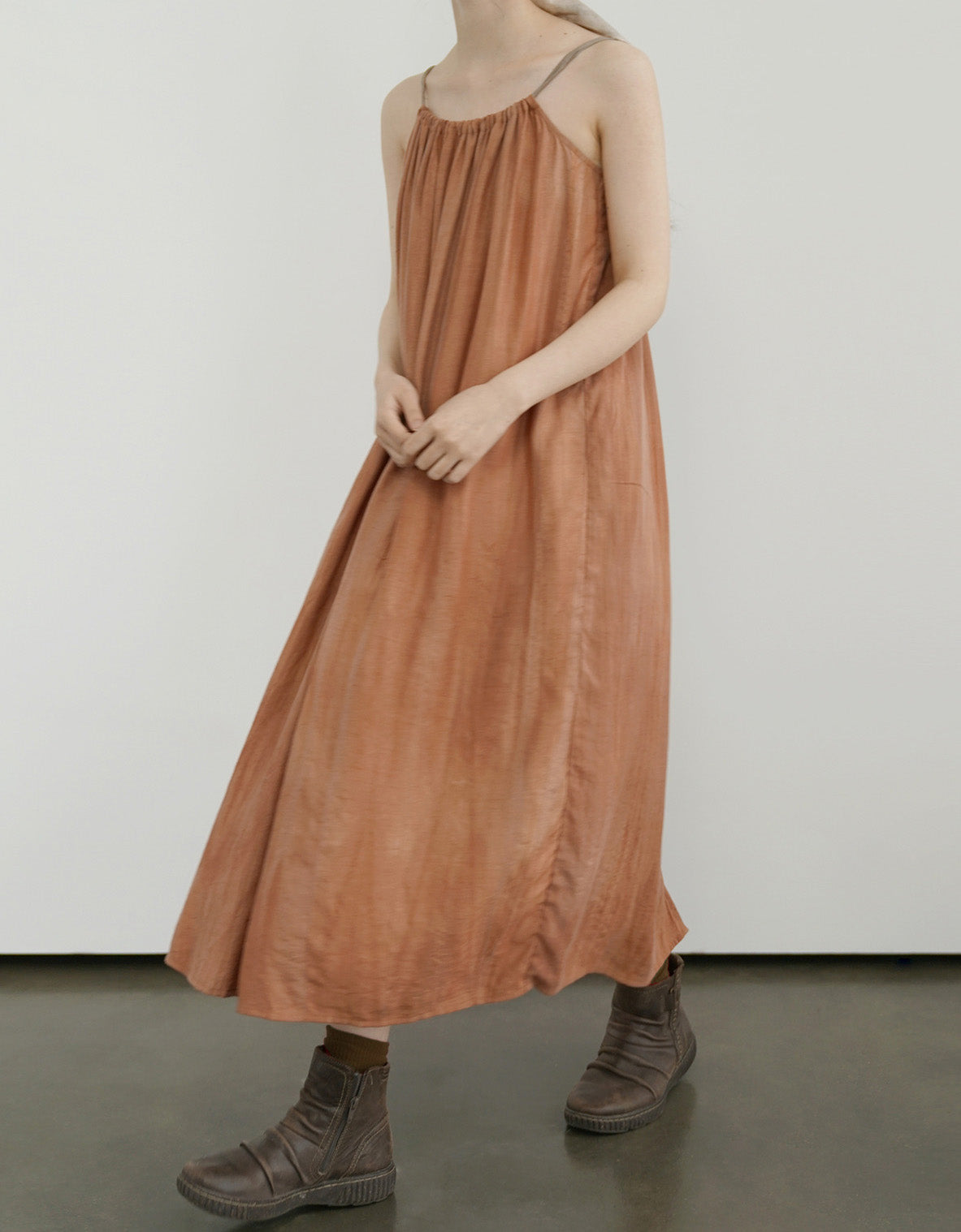 Natural Linen Wrinkled Summer Suspender Long Skirt