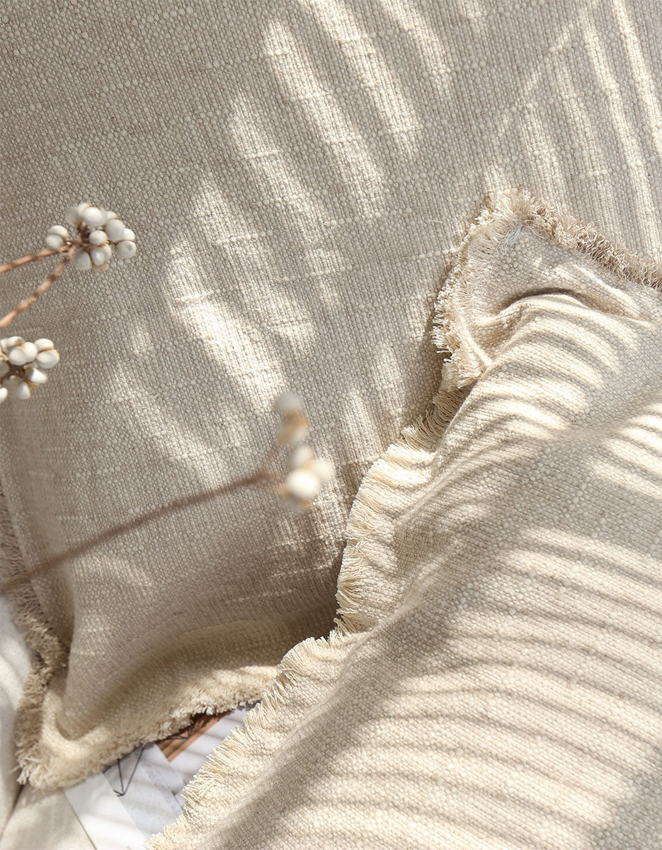 Natural Pure Linen Thick Rough Texture Pillowcase