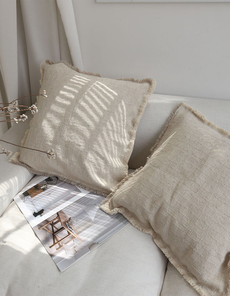 Natural Pure Linen Thick Rough Texture Pillowcase