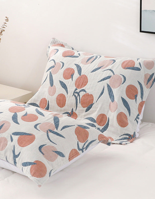 Funda de almohada de gasa de algodón con estampado de frutas nórdicas (2 piezas)