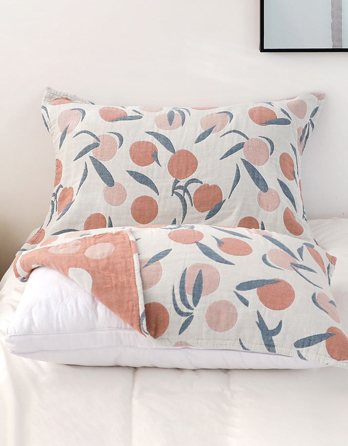 Housse de coussin en gaze de coton à motif de fruits nordiques (2 pièces)