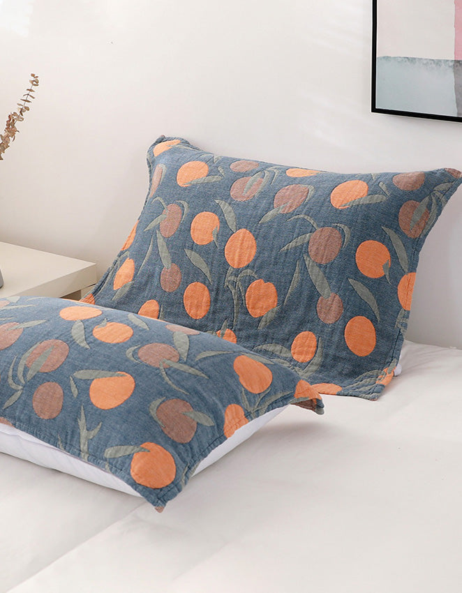 Housse de coussin en gaze de coton à motif de fruits nordiques (2 pièces)