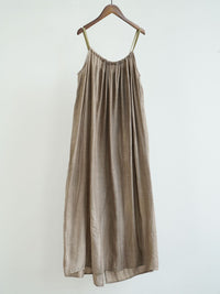 Natural Linen Wrinkled Summer Suspender Long Skirt