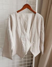 French Yarn Natural Comfortable Linen Cardigan