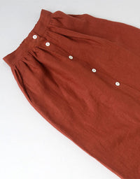 Buckles Front Mid-length Linen Skirt