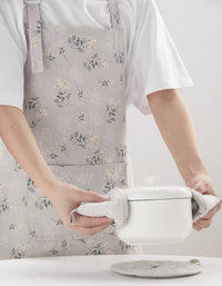 Delantal impermeable para cocinar en casa con motivos florales pastorales