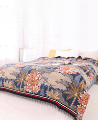 Opulent Tropical-Themed Bedcover Sofa Blanket with Intricate Forest Motifs and Rich Seasonal Colors