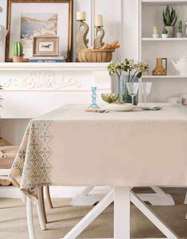 Pastoral Embroidered Cotton And Linen Tablecloth