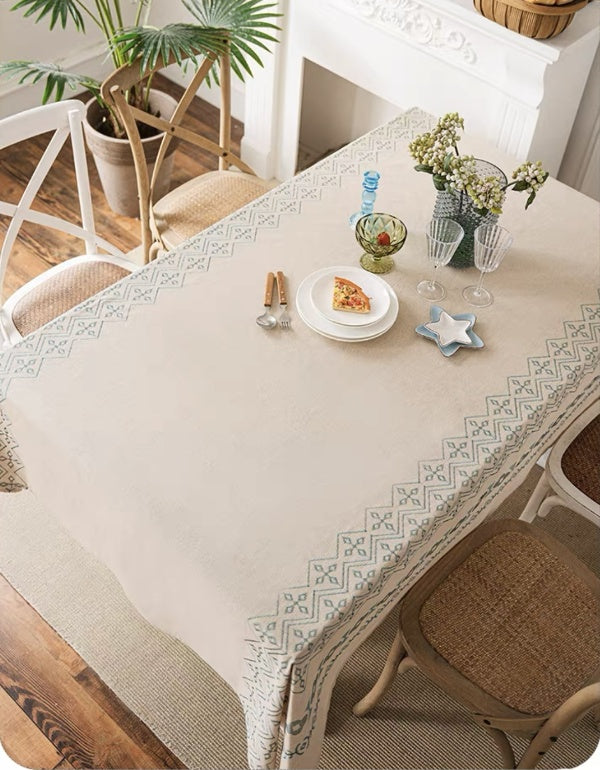 Pastoral Embroidered Cotton And Linen Tablecloth