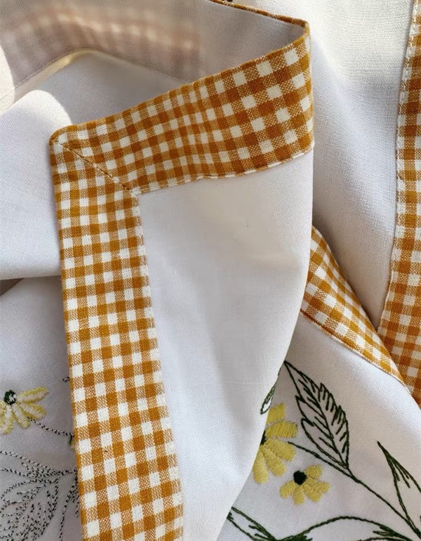 Serviettes en tissu brodées à motif de marguerites pastorales