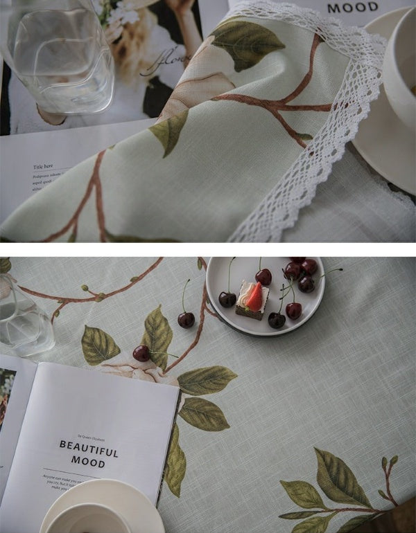 Pastoral Gardenia Cotton and Linen Table Cloth