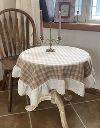 Pastoral Khaki Plaid Ruffled Tablecloth