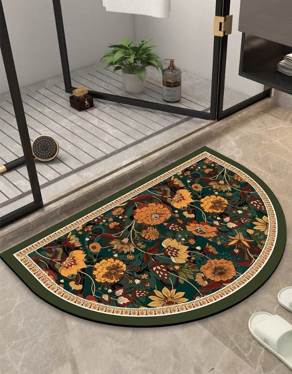 Alfombrilla de baño antideslizante de secado rápido con estampado retro pastoral