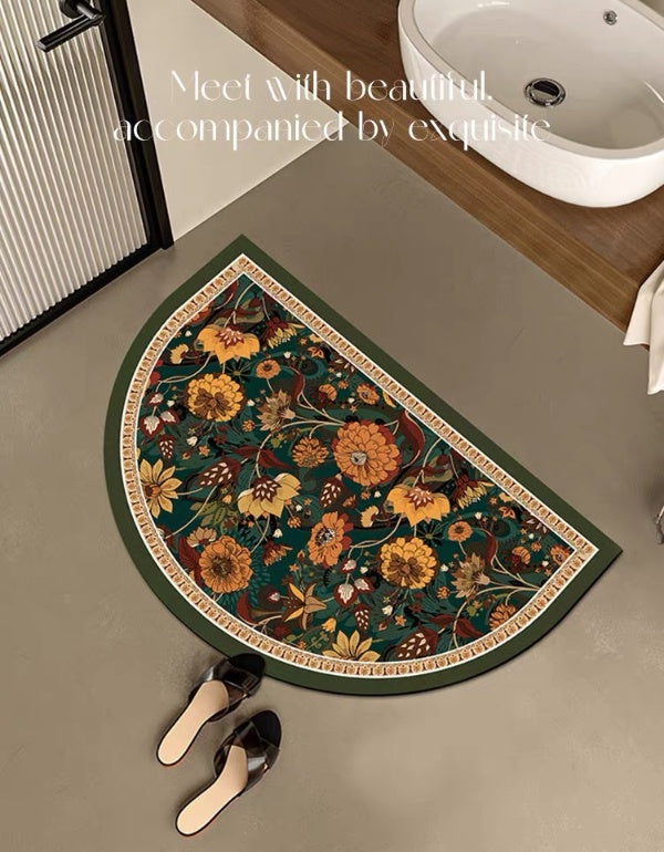 Alfombrilla de baño antideslizante de secado rápido con estampado retro pastoral