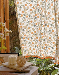 Pastoral Style Orange Printed Cotton Linen Curtains