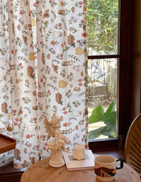 Cortinas de algodón con estampado floral de plantas de estilo pastoral