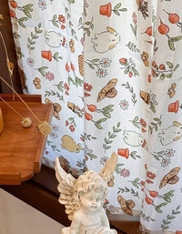 Rideaux en coton à motifs floraux et végétaux de style pastoral