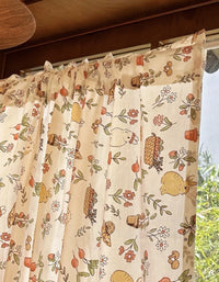 Cortinas de algodón con estampado floral de plantas de estilo pastoral