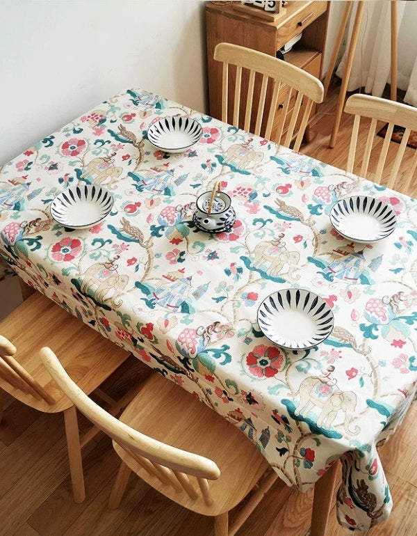 Plant Floral Cotton And Linen Tablecloth