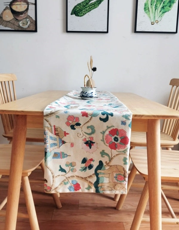 Plant Floral Cotton And Linen Tablecloth