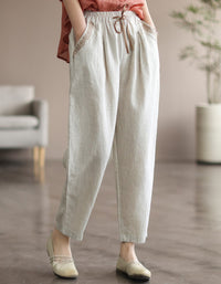 Pocket Embroidered Linen Trousers