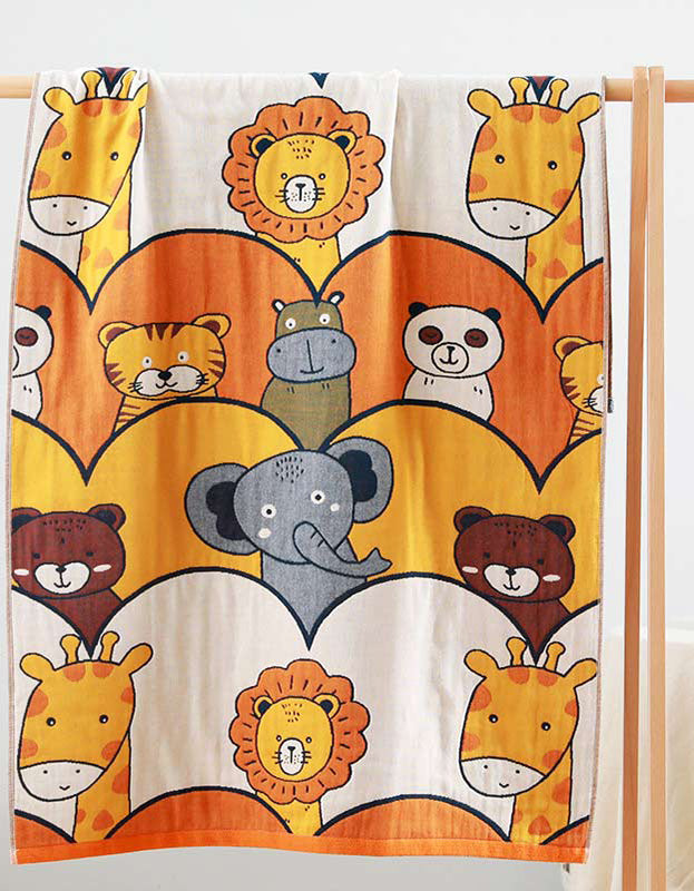 Pure Cotton Cat Pattern Bath Towel Baby Blanket