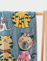 Serviette de bain en pur coton à motif de chat pour bébé