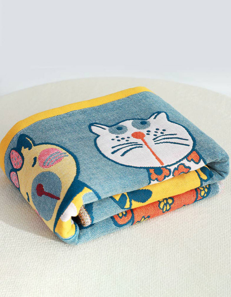 Pure Cotton Cat Pattern Bath Towel Baby Blanket