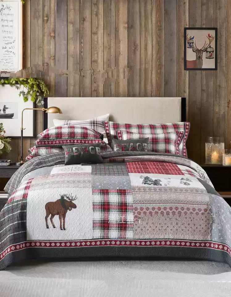 Pure Cotton Christmas Patchwork Bedding Set (3PCS)