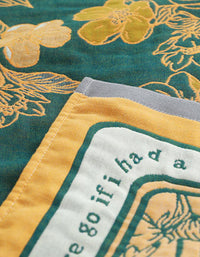 Serviette de bain réversible en pur coton à motifs floraux de couleurs mélangées