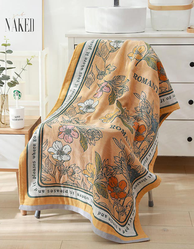 Pure Cotton Floral Mixed Color Reversible Bath Towel