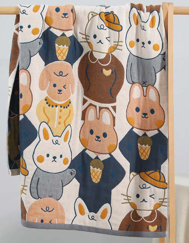 Pure Cotton Rabbit Pattern Bath Towel Baby Blanket