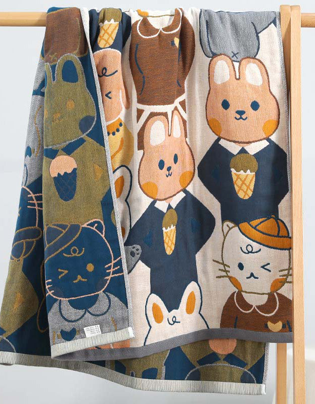 Pure Cotton Rabbit Pattern Bath Towel Baby Blanket