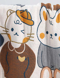 Serviette de bain en pur coton à motif de lapin pour bébé