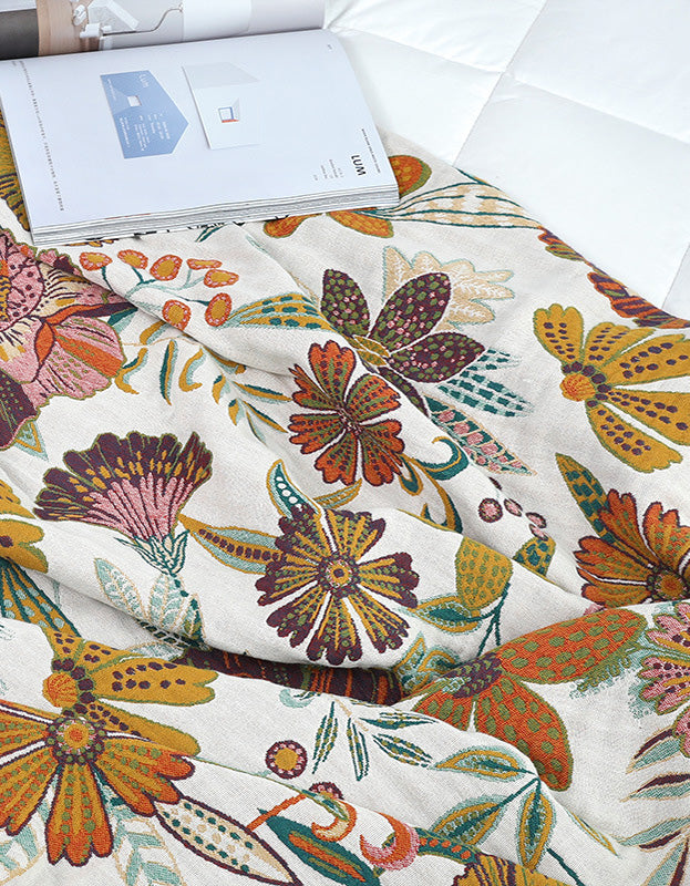 Funda de cama reversible de gasa floral de algodón puro para sofá