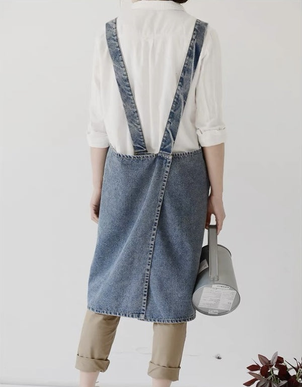 Tablier en toile de coton épais en denim pur