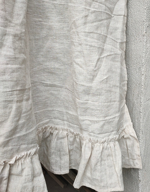 Pure Linen Ruffled Rod Packet Door Curtains