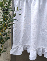 Pure Linen Ruffled Rod Packet Door Curtains