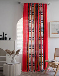 Red Bohemian Tassel Cotton Linen Curtains