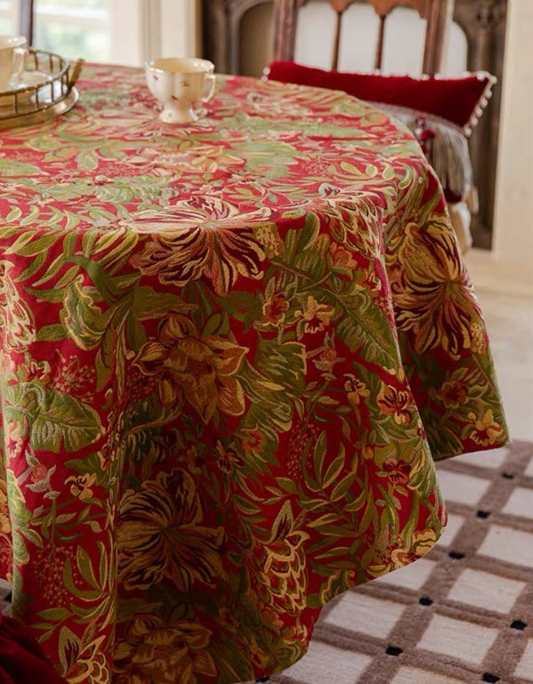 Red Jacquard Thickened Tablecloth