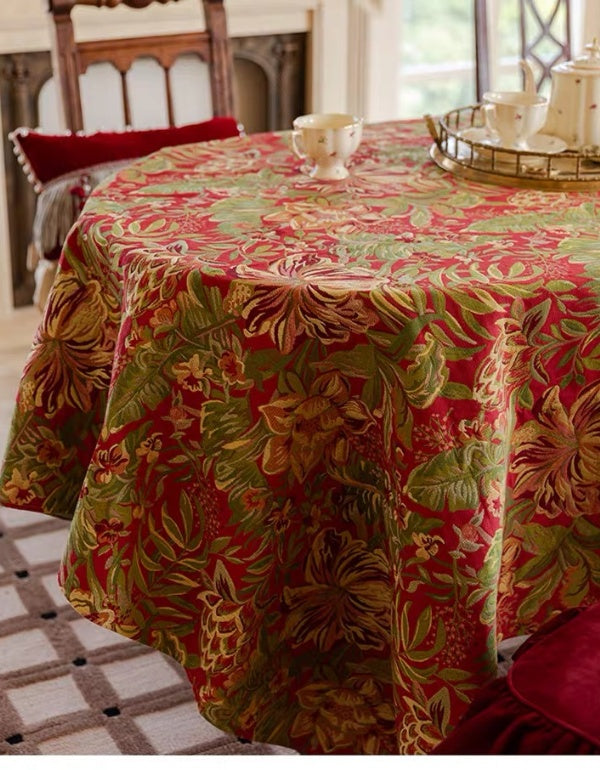 Nappe épaisse en jacquard rouge