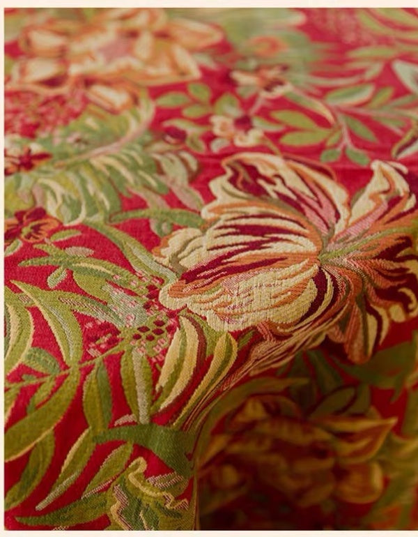 Mantel grueso de jacquard rojo