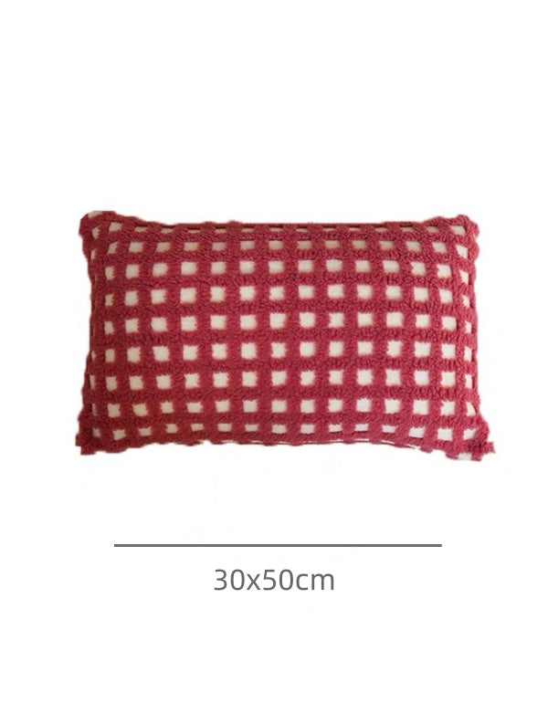 Housse de coussin gaufré touffeté rouge