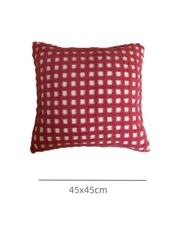 Housse de coussin gaufré touffeté rouge