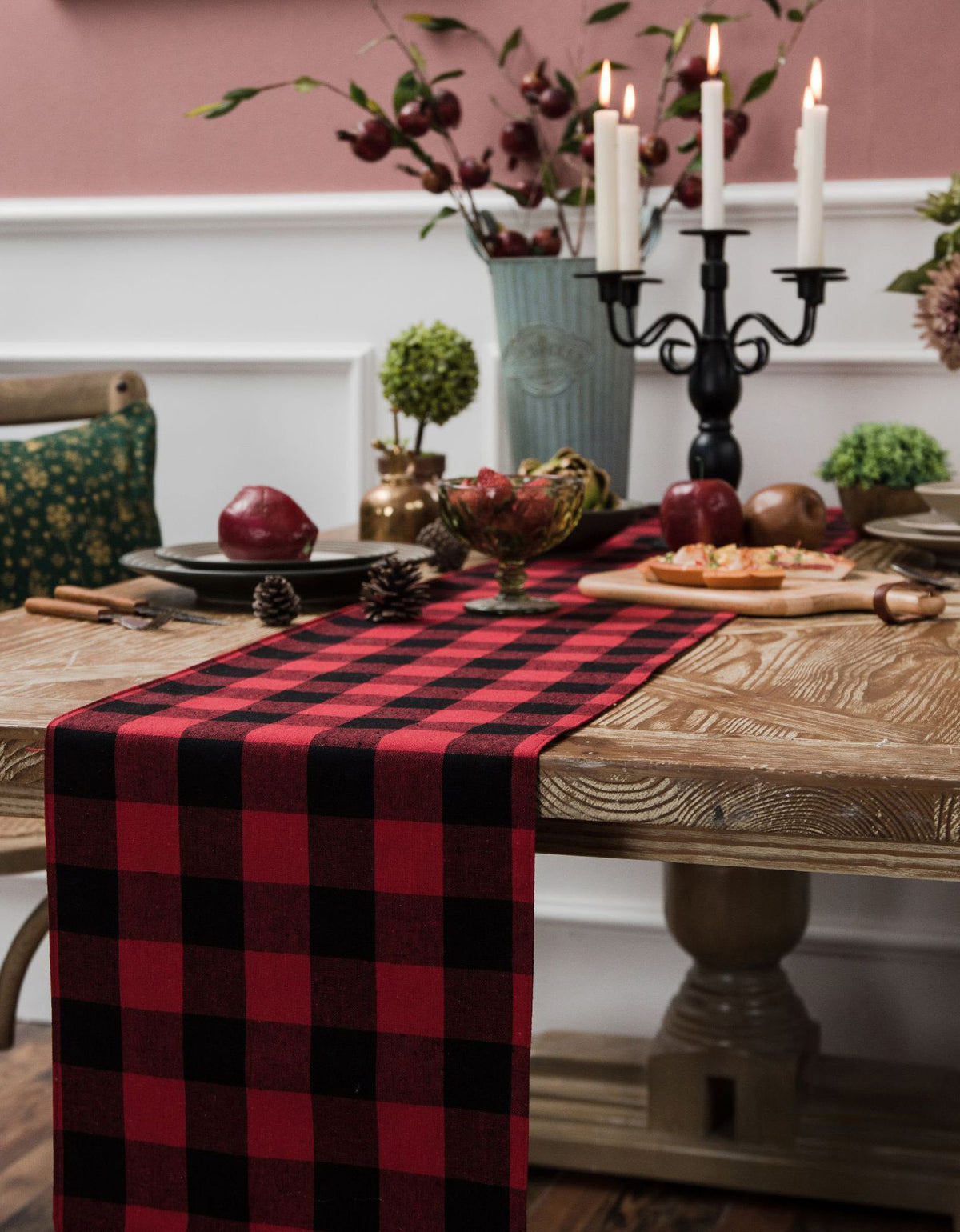 Red and Black Plaid Christmas Table Runner