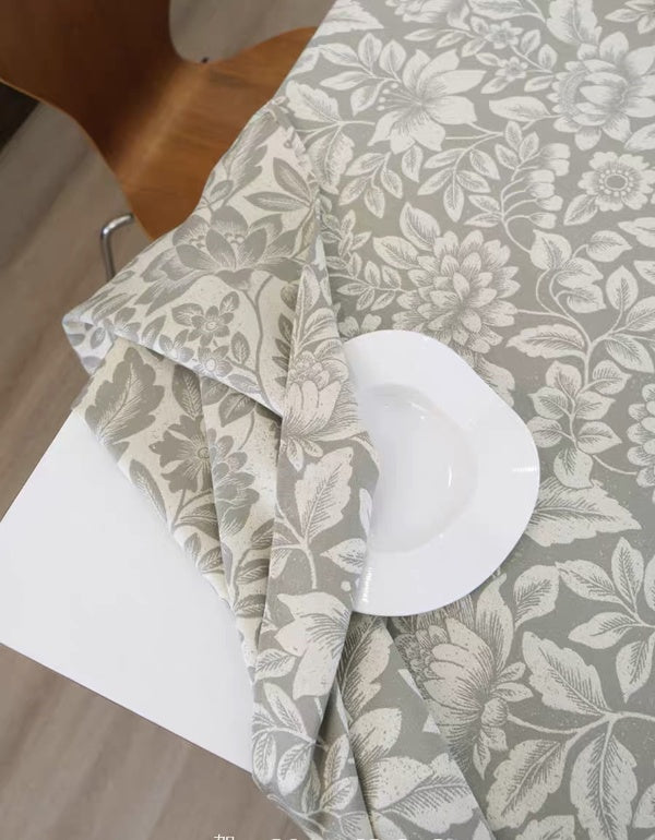 Nappe Jacquard Rétro Jardin Gris Vert