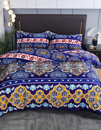 Royal Blue Floral Paisley Bedding Set (3PCS)